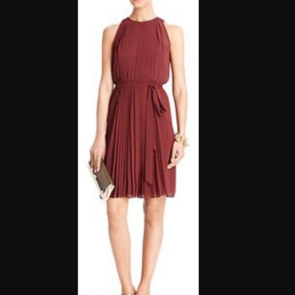 DVF Lavender Pleated High Neck Dress